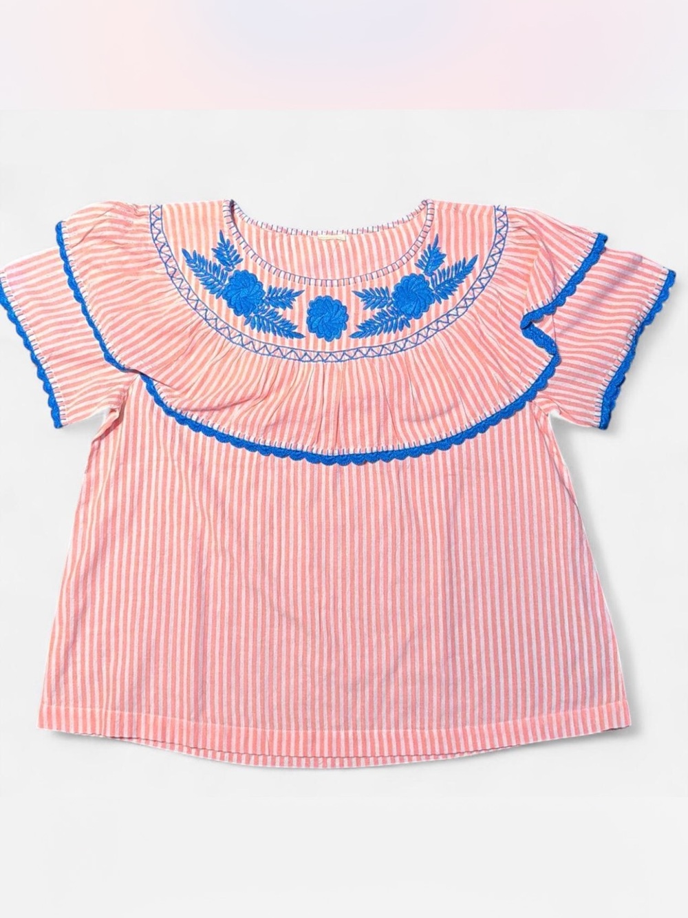NEW Ivy Jane Pink Striped Floral Boho Blouse Medium